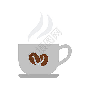 咖啡杯茶杯图标咖啡杯图标平面彩色设计矢量插图背景