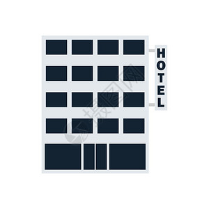 酒店建筑图标平面彩色设计矢量插图图片