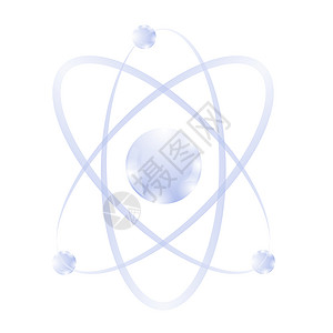 原子符号白色背景上孤立的蓝色原子图标蓝色原子图标背景