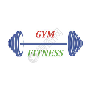杠铃标志白色背景上的运动体重图标适合设计的元素锻炼符号GymRetroLogoGymLogo背景