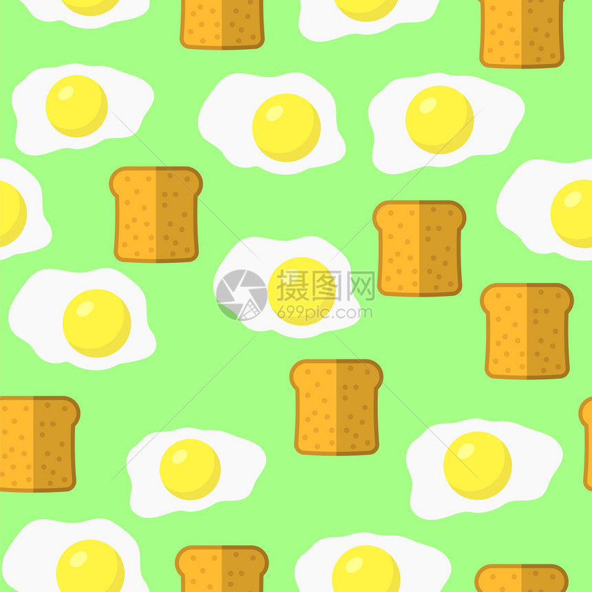 绿背景孤立的鸡蛋和无面包缝模式绿背景的鸡蛋和无面包缝模式图片