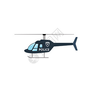 警察直升机图标平面彩色设计矢量插图图片