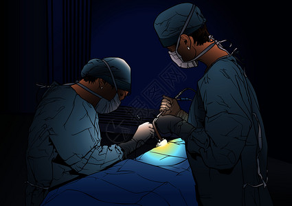 女医生手术手术室两名女医生插画