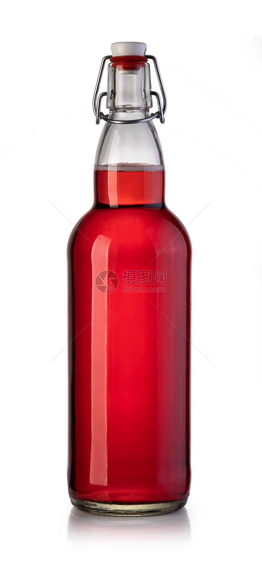 白背景上孤立的红酒瓶图片