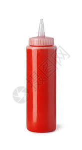 白色背景上隔离的塑料番茄酱瓶图片