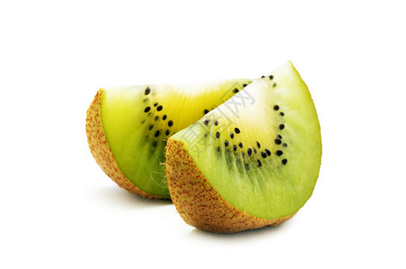 Kiwi水果切片段在白底料切除上被孤立图片