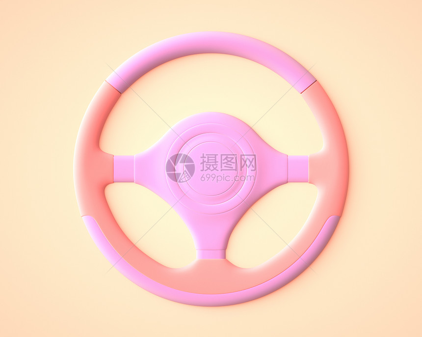 粉色汽车方向盘3D图片