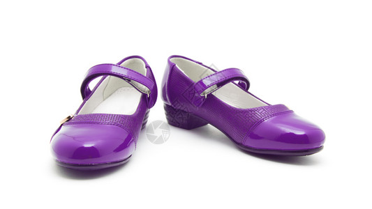 紫色光亮皮女童鞋图片