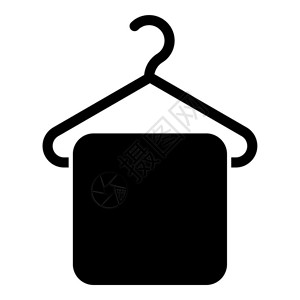 上挂毛巾的衣架黑色颜矢量显示平板风格的简单图像图片
