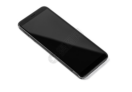 黑色现代智能手机有空白屏幕表面是黑现代智能手机在白色背景上被孤立图片