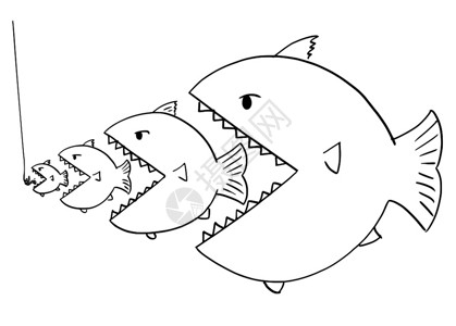 七海蒂拉玛商业竞争大鱼吃小鱼插画