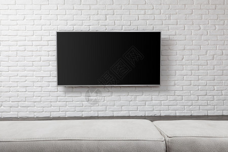 白色墙上有大电视背景图片