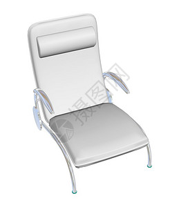 白色的衬垫皮革坐椅白色有臂帽头金属腿3D插图图片