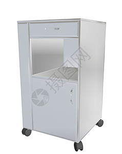不锈钢流动柜3个插图医疗用在白色背景下隔离高清图片