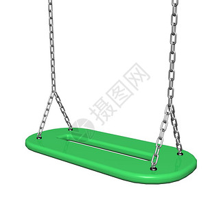 链条摆动绿色塑料带链条的绿色塑料摆动3插图在白色背景下孤立背景