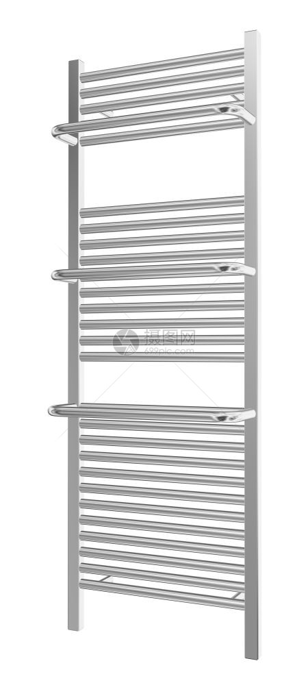 以白色背景隔离的挂壁式毛巾架配有铬加工3个插图图片