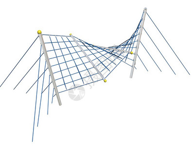 播放和攀爬行网蓝色3D插图以白色背景隔离图片