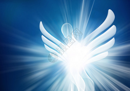 天使加布里埃尔天空中抽象的现代白色天使有明亮的光线背景