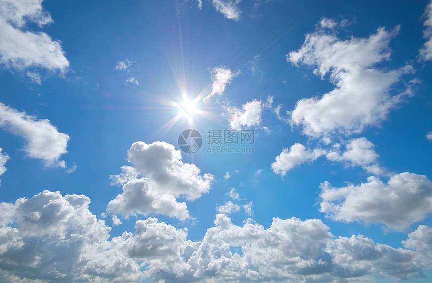 深蓝的天空和夏日太阳自然空气图片