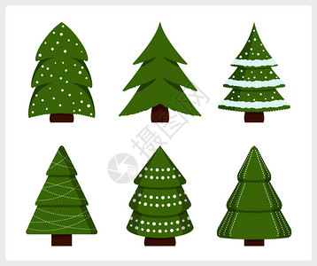 一组六种不同的圣诞树矢量eps10插图背景图片