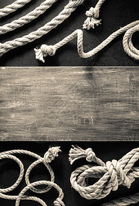 黑色背景纹理上的船舶绳图片