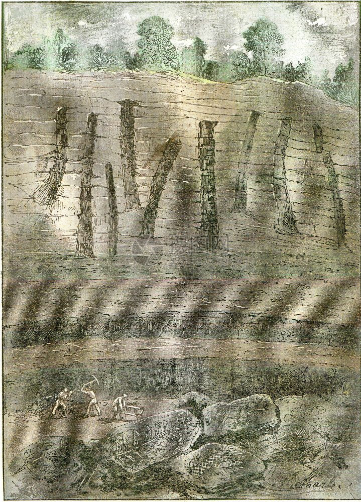 在古老的矿山上一位圣艾蒂安人古老的雕刻插图图片