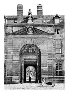 进入法国巴黎研究所宫马扎里纳图书馆院子高清图片