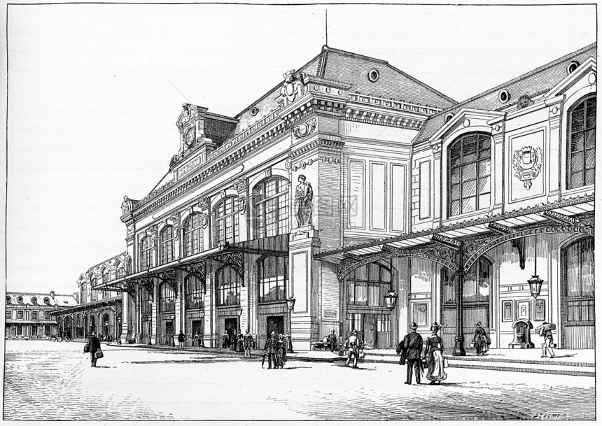 奥尔良站离境庭古典雕刻的插图巴黎奥古斯丁维京大学1890年图片