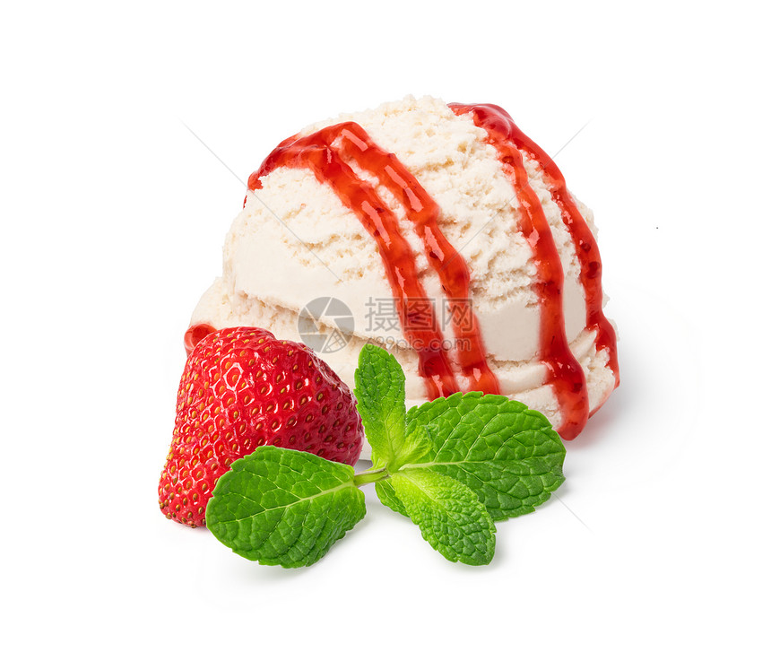 香草冰淇淋酱莓图片