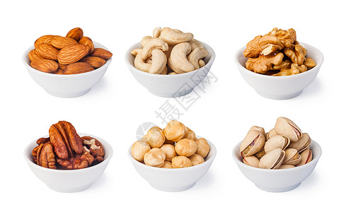 白色背景上孤立的Nuts收藏背景图片
