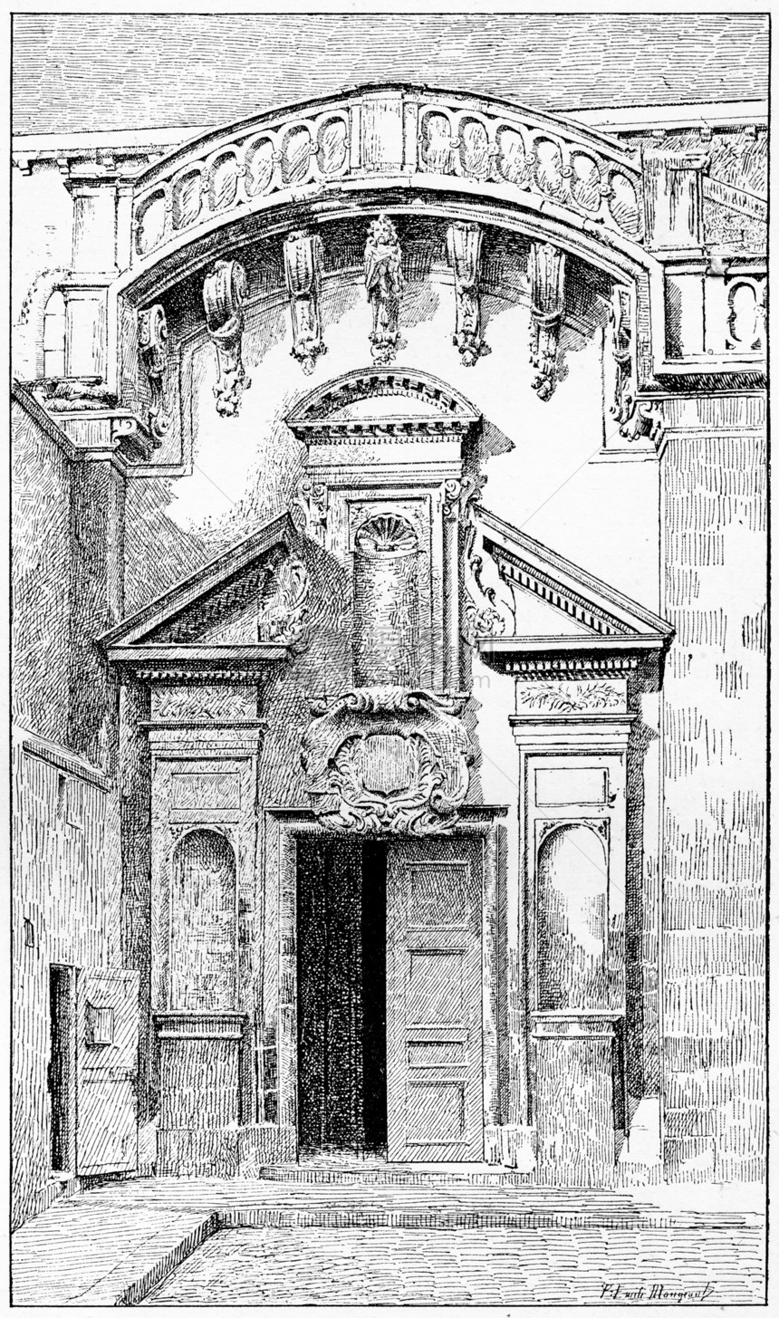 圣热尔曼德普列斯的侧门刻有古老的插图巴黎奥古斯特维图塔克1890年图片