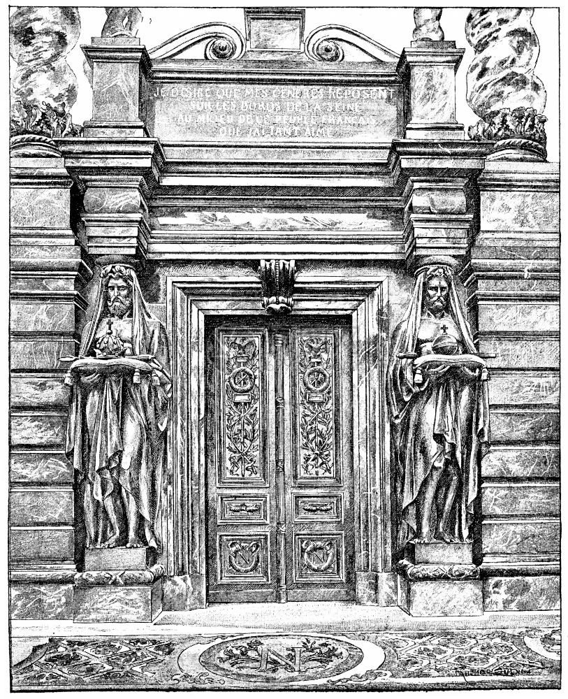 拿破仑1号墓穴的门刻着古老插图巴黎奥古斯特VITU1890年图片