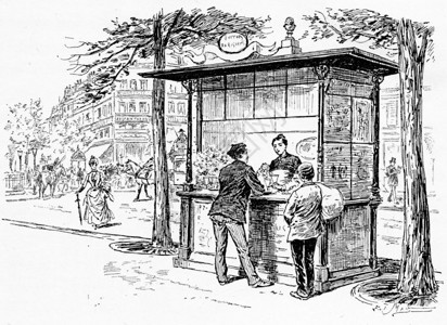 巴黎大道自助餐古老的雕刻插图巴黎奥古斯丁维塔1890年图片