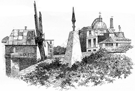 巴黎的梅里迪安方尖碑古老的刻字插图巴黎奥古斯特维尼塔1890年图片