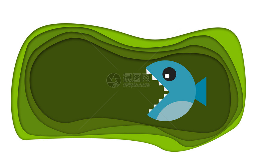 绿色背景的蓝鱼3D翻接图片