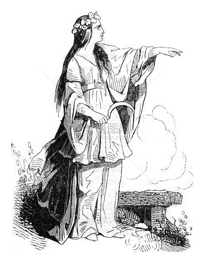 Meyrick之后的Druidesse刻有古代文字的插图1837年英国的丰富多彩历史图片