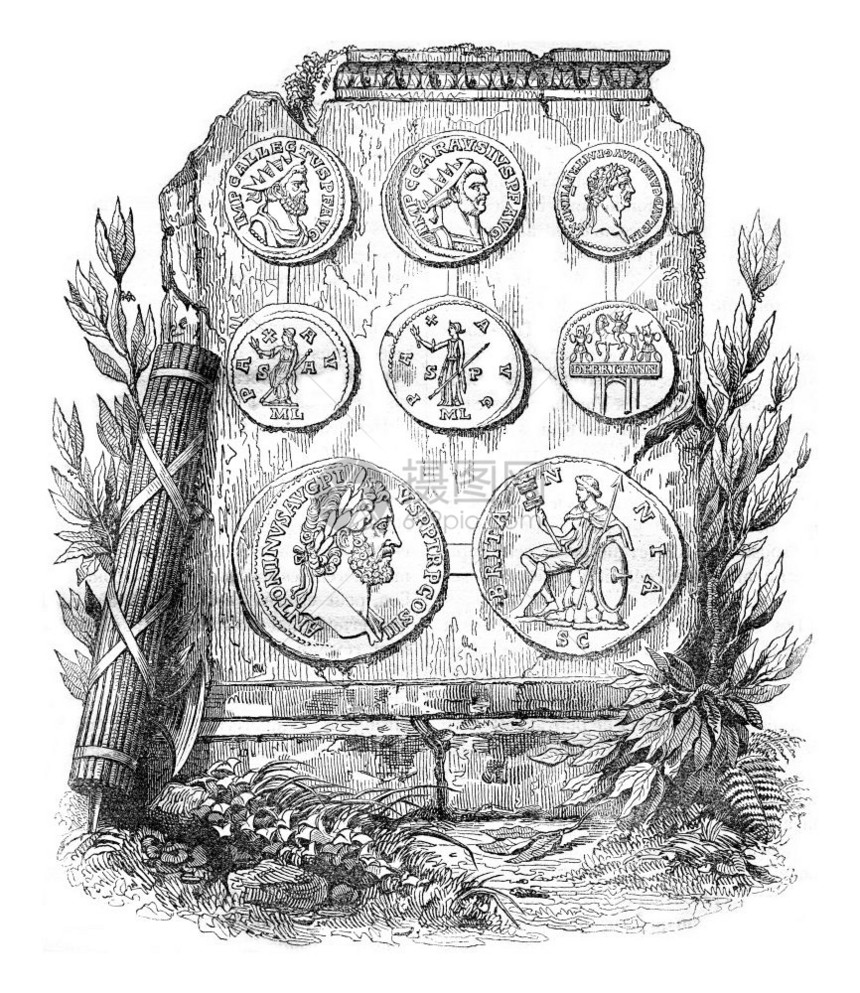 罗马皇帝统治下的古代典雕刻插图1837年英国丰富多彩的历史图片