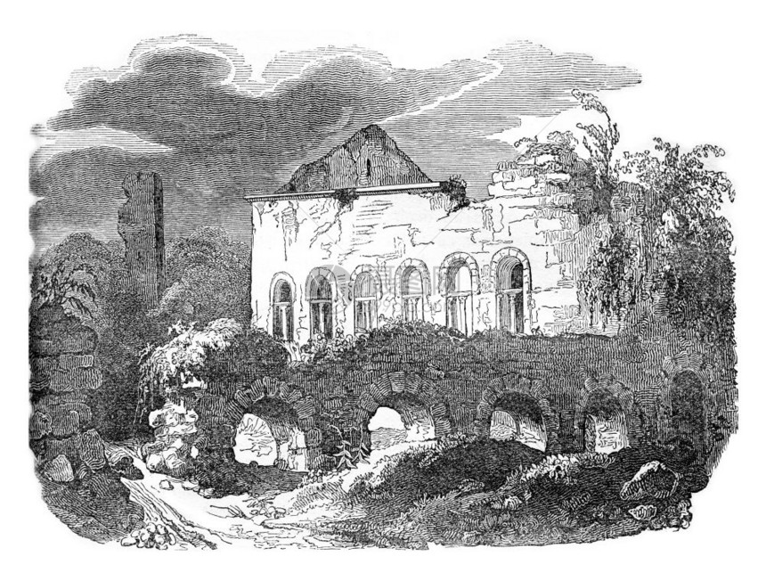 里尔邦哈考特城堡的废墟1837年英国丰富多彩的历史图片