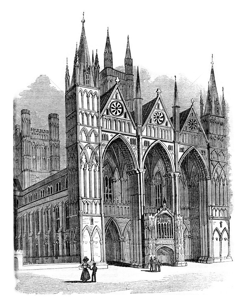 Peterborough大教堂1837年英国丰富多彩的历史图片