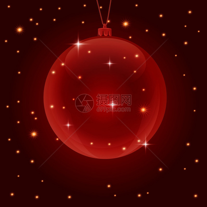 圣诞快乐背景红色的透明闪亮球图片