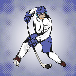 网络和移动设备漫画风格中的曲棍球手漫画曲棍球手图片