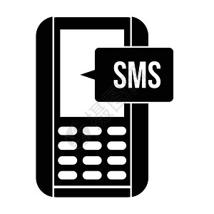 带有sms信息符号的移动电话黑色简单图标图片