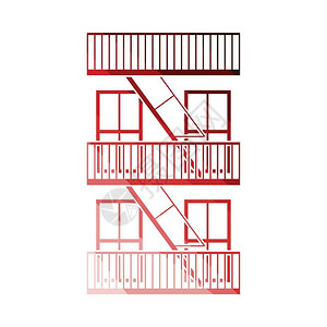 铁楼梯紧急消防梯图标插画