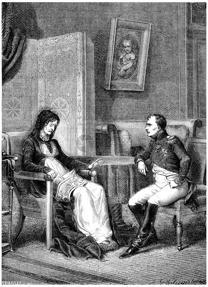 拿破仑在离开埃尔巴岛前看着母亲刻有古老的插图法国历史185年图片