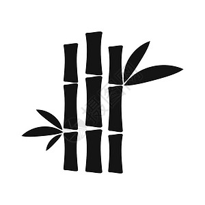 竹子矢量白色背景上孤立的竹干黑简单图标竹干黑简单图标背景