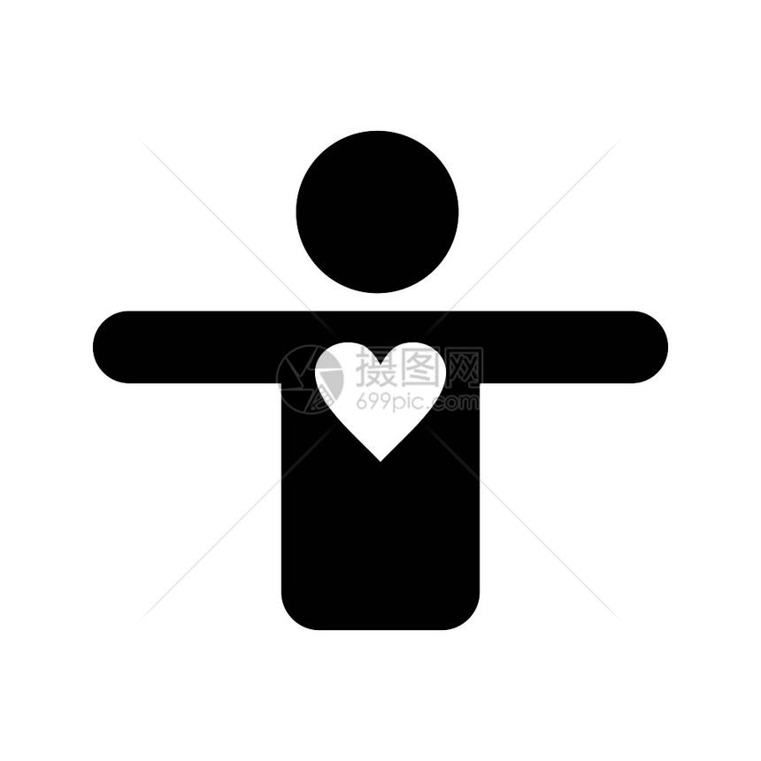 心胸黑色的简单图标人轮廓心胸图标的人轮廓图片