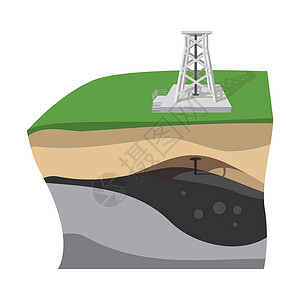 石油图标石油开采漫画图标计划单个插图孤立在白色背景上油开采漫画图标背景