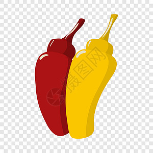 调味品矢量卡通酱瓶番茄和芥末透明背景的芥末酱瓶背景