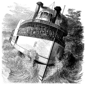 桨式蒸汽机快速式蒸汽机古代刻画插图旅行日报18790年背景