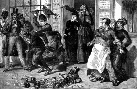 他们用领子抓住男冲到街上刻着古老的插图旅行杂志18790年1790年图片
